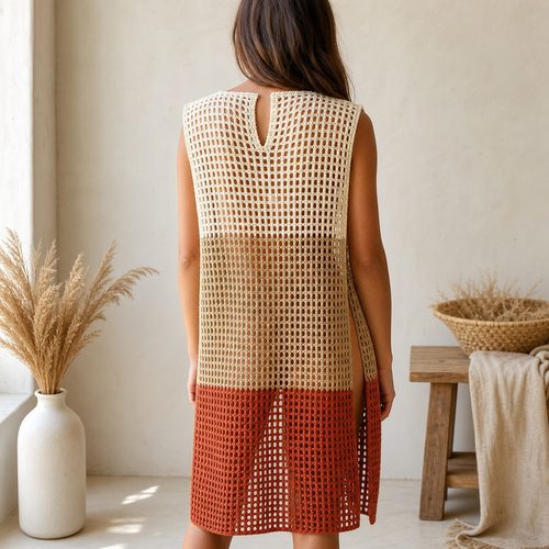Colour Block Beach Cover Up Crochet Pattern view 3