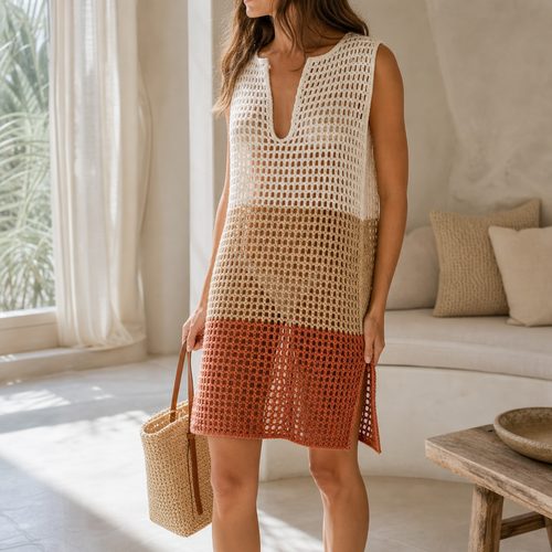 Colour Block Beach Cover Up Crochet Pattern view 6