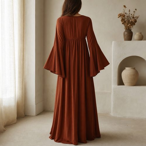 Vintage 70s Bell Sleeve Maxi Dress Sewing Pattern view 3
