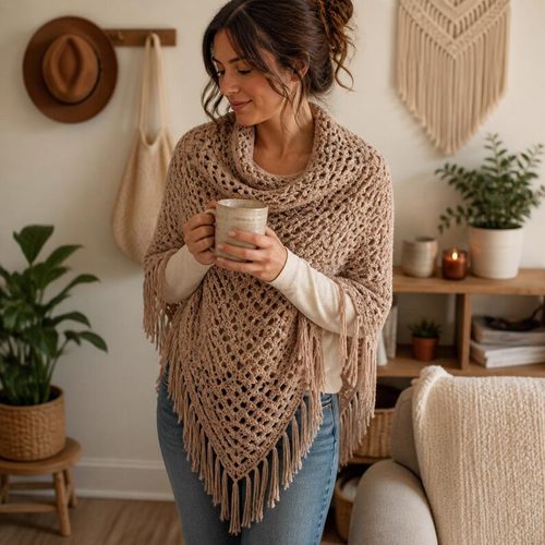 Boho Triangle Shawl Crochet Pattern view 5