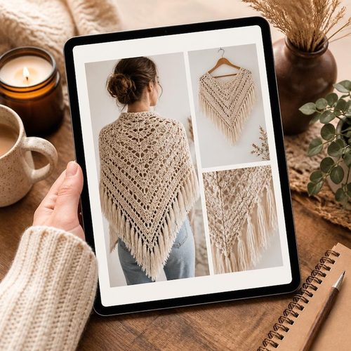 Boho Triangle Shawl Crochet Pattern view 6