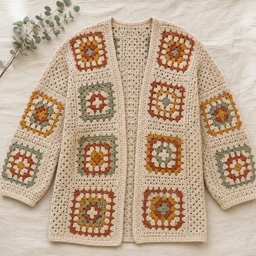 Groovy Grandma Granny Square Cardigan Pattern view 2
