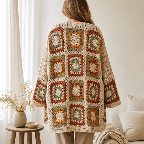 Groovy Grandma Granny Square Cardigan Pattern view 3