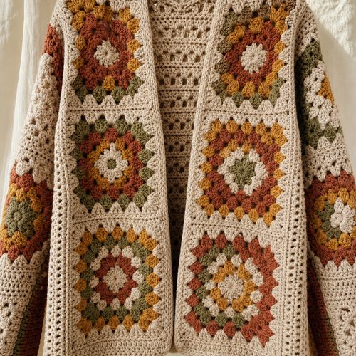 Groovy Grandma Granny Square Cardigan Pattern view 4