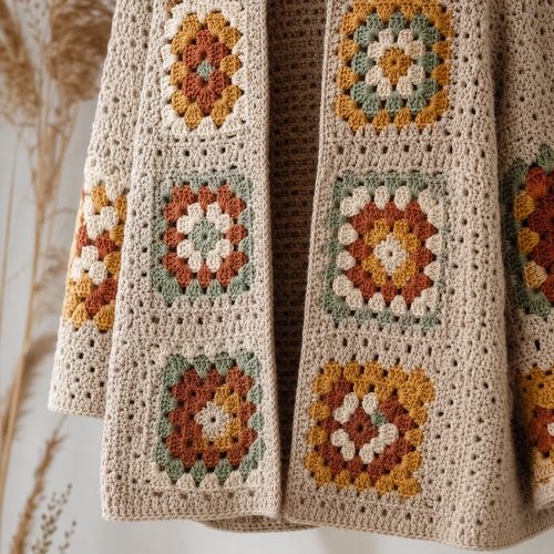 Groovy Grandma Granny Square Cardigan Pattern view 5