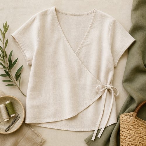 Minimalist Linen Wrap Top Pattern