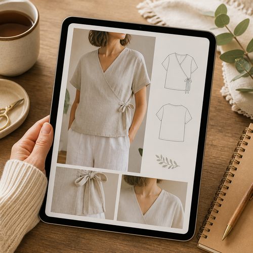 Minimalist Linen Wrap Top Pattern view 4