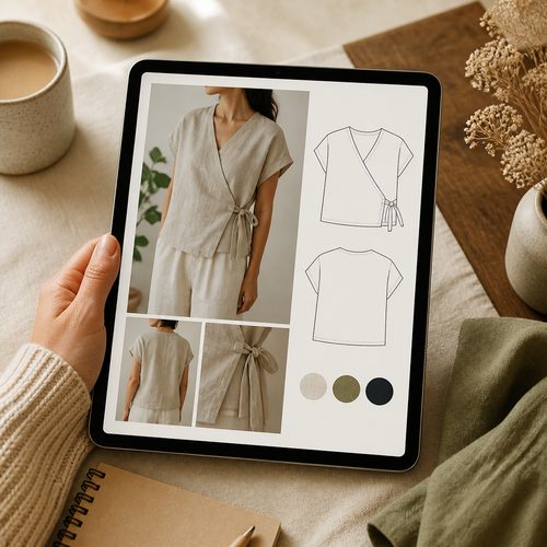 Minimalist Linen Wrap Top Pattern view 5