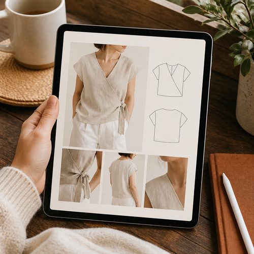 Minimalist Linen Wrap Top Pattern view 6