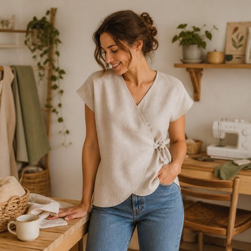 Minimalist Linen Wrap Top Pattern view 3