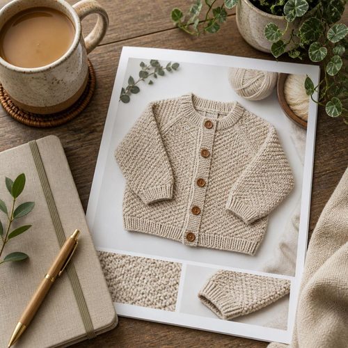 Moss Stitch Baby Cardigan view 5