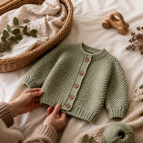 Moss Stitch Baby Cardigan view 6