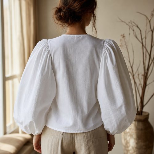 Vintage Puff Sleeve Blouse Sewing Pattern view 3