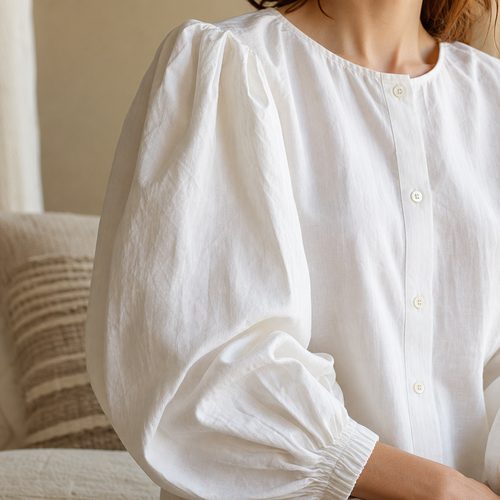 Vintage Puff Sleeve Blouse Sewing Pattern view 5