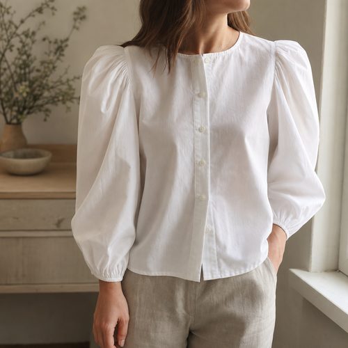 Vintage Puff Sleeve Blouse Sewing Pattern view 6